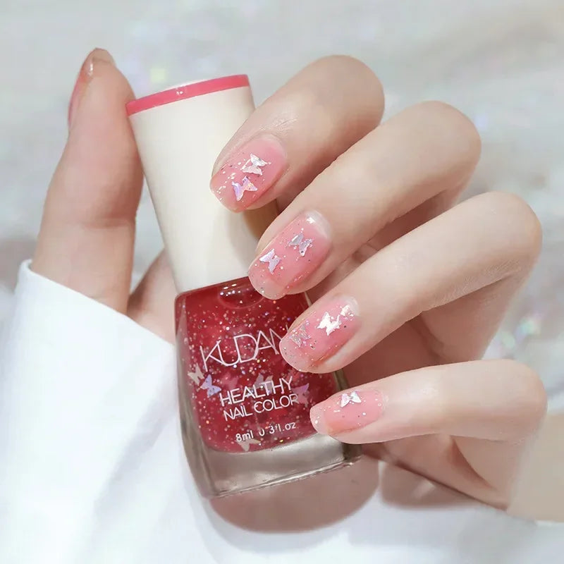 Smalto per unghie senza lampada da forno bianco Fine Glitter Non-Baking Non-peel trasparente lucido olio Base Coat smalto per unghie nudo