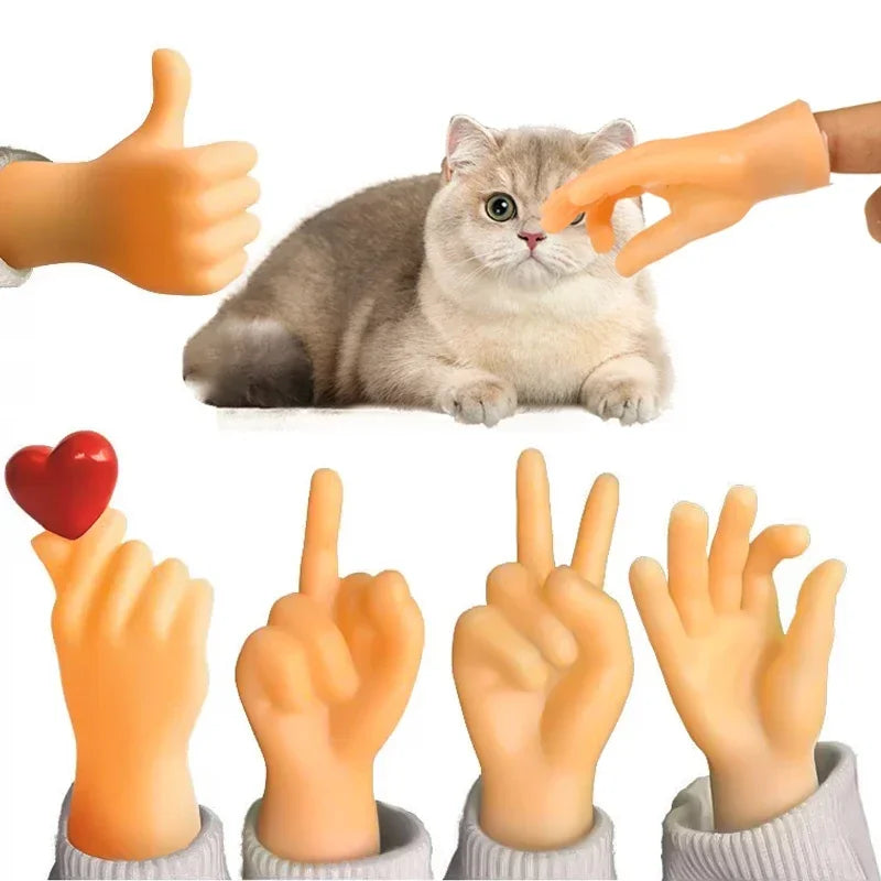Simulazione in gomma elastica Scherzo da dito Giocattolo Stuzzicare Massaggio per gatti Modello di dito Gesto divertente Giocattolo interattivo per animali domestici di decompressione