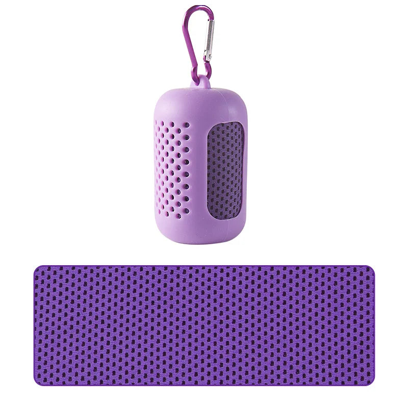 Asciugamano freddo circolare portatile avvolto in silicone Asciugamano rinfrescante Asciugamani in fibra di poliestere ad asciugatura rapida Accessori da spiaggia Sport Fitness