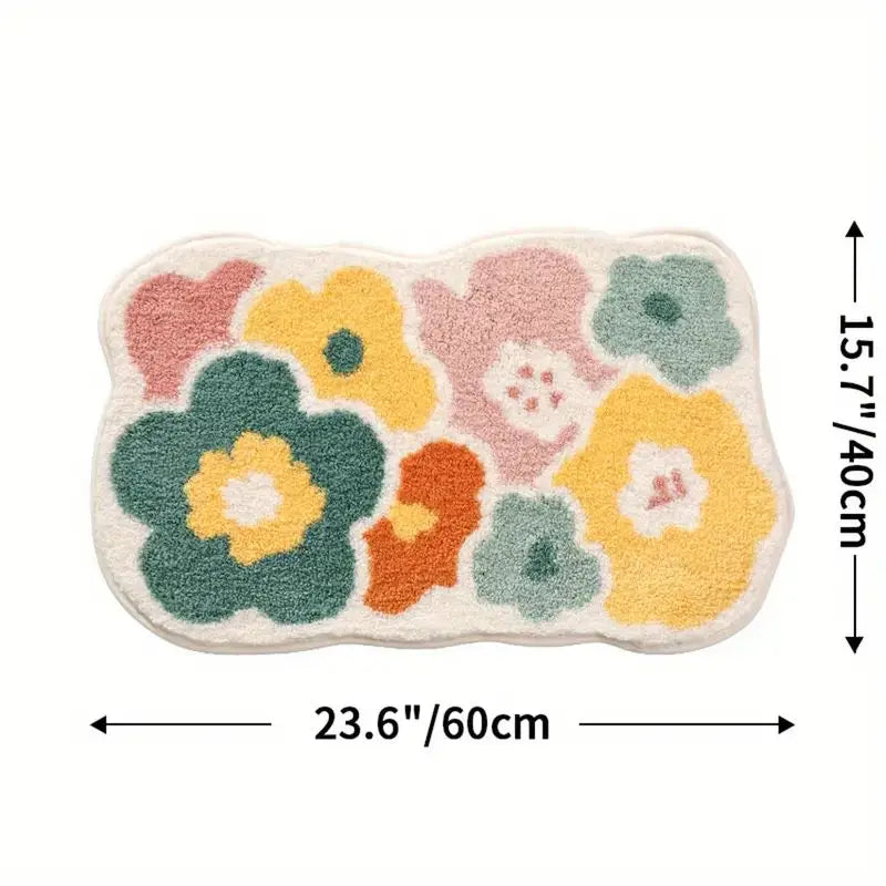 Tappeto da bagno con fiori carini da 1 pezzo 40 * 60 cm, tappetino da bagno lavabile in lavatrice, tappeto da bagno antiscivolo assorbente extra morbido