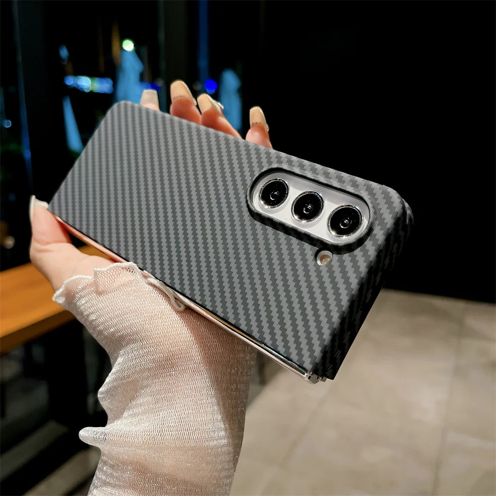 Custodia per telefono modello texture dimensione carbonio PC per Samsung Galaxy Z Fold 4 5 6 Cover posteriore protettiva in plastica antiurto