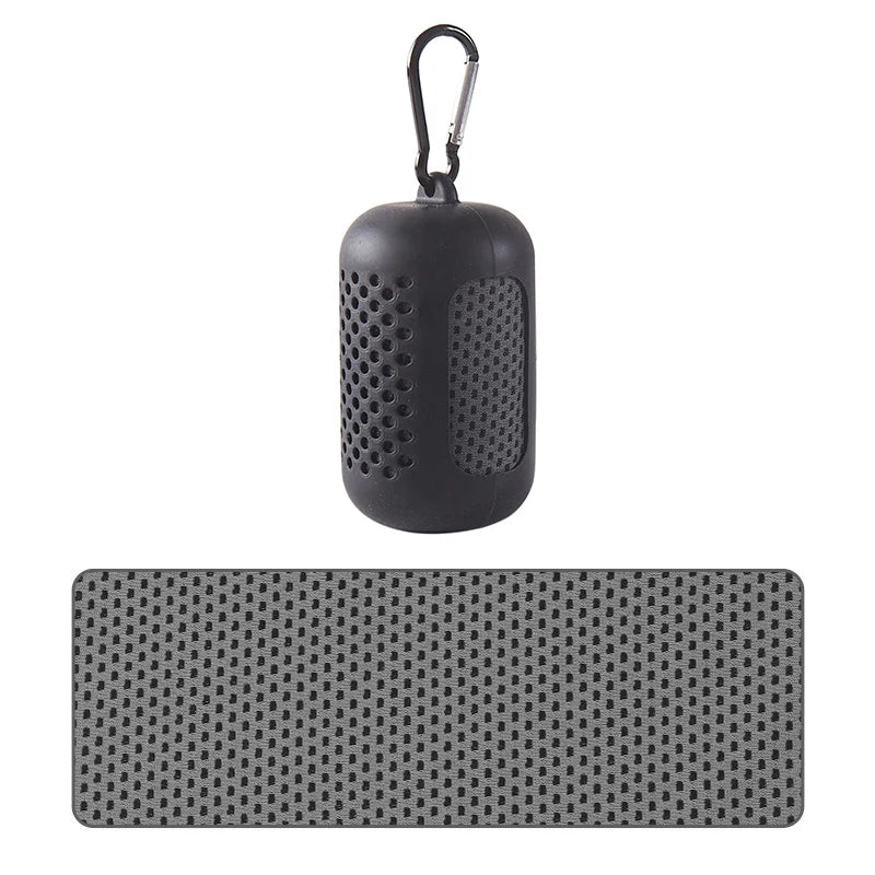 Asciugamano freddo circolare portatile avvolto in silicone Asciugamano rinfrescante Asciugamani in fibra di poliestere ad asciugatura rapida Accessori da spiaggia Sport Fitness