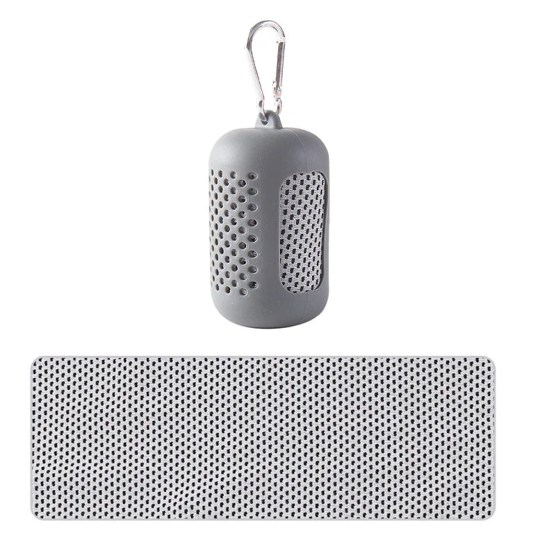 Asciugamano freddo circolare portatile avvolto in silicone Asciugamano rinfrescante Asciugamani in fibra di poliestere ad asciugatura rapida Accessori da spiaggia Sport Fitness