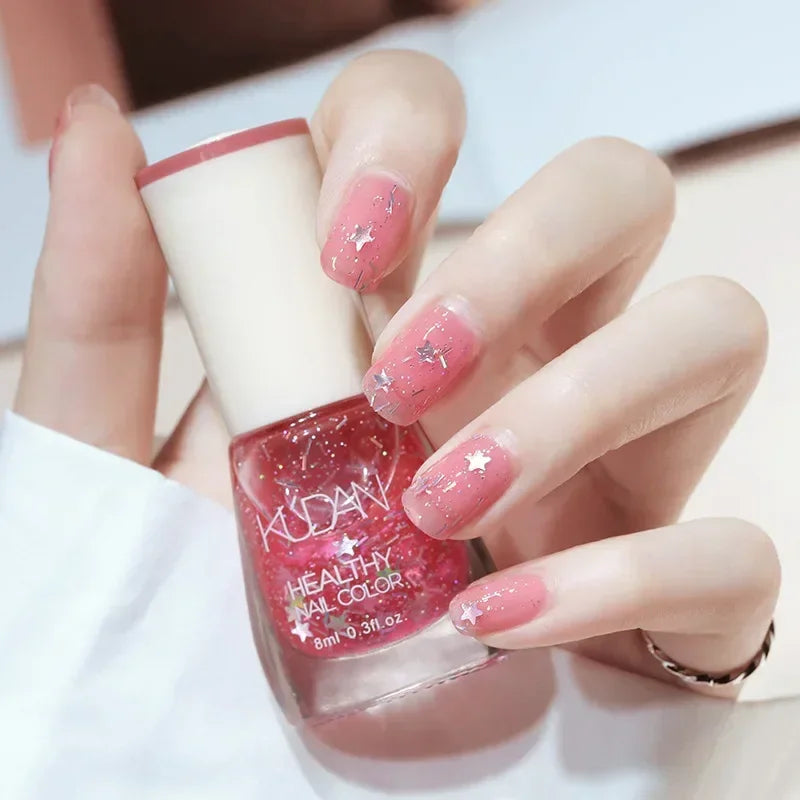 Smalto per unghie senza lampada da forno bianco Fine Glitter Non-Baking Non-peel trasparente lucido olio Base Coat smalto per unghie nudo