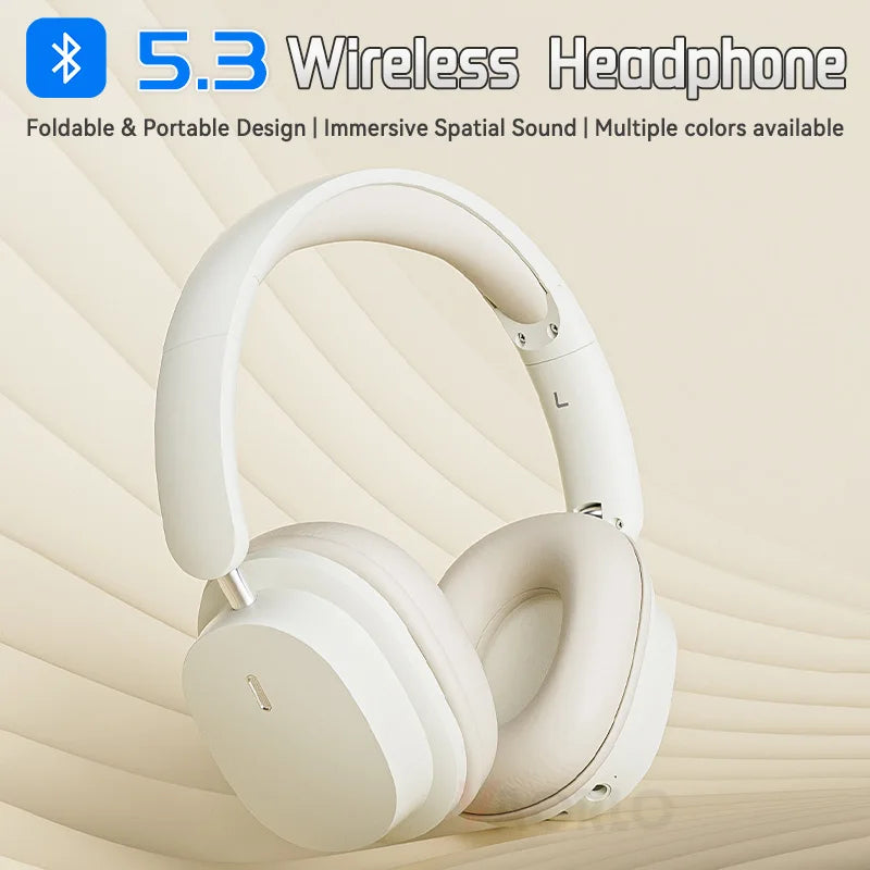 Bluetooth 5.3 Cuffie senza fili di moda HIFI Stereo portatile Over-ear Cuffie da lavoro Auricolari da gioco a bassa latenza con microfono