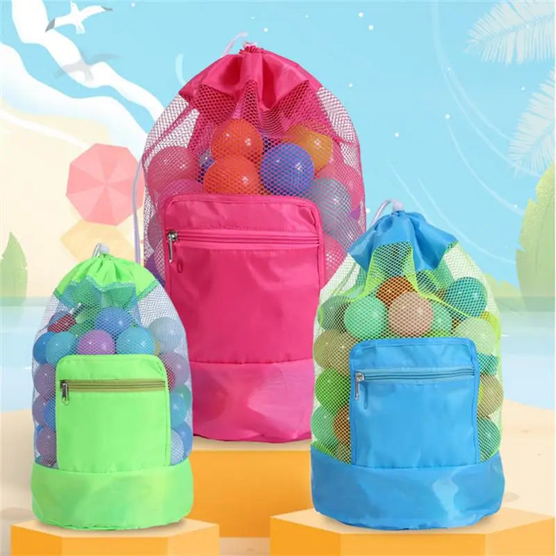 Borsa giocattolo da spiaggia pieghevole borsa portaoggetti da spiaggia borsa a rete borsa da viaggio Organizer per giocattoli articoli vari zaino portaoggetti con coulisse in rete