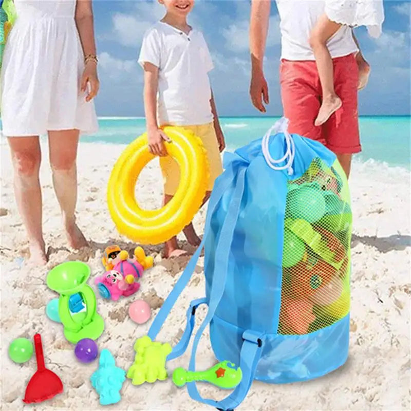 Borsa giocattolo da spiaggia pieghevole borsa portaoggetti da spiaggia borsa a rete borsa da viaggio Organizer per giocattoli articoli vari zaino portaoggetti con coulisse in rete