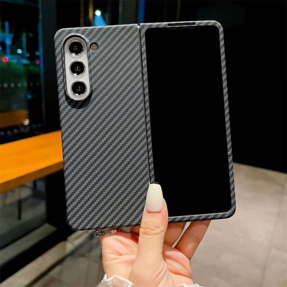 Custodia per telefono modello texture dimensione carbonio PC per Samsung Galaxy Z Fold 4 5 6 Cover posteriore protettiva in plastica antiurto