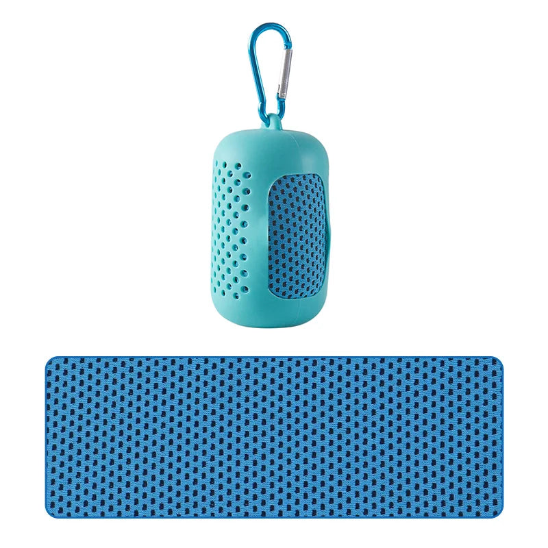 Asciugamano freddo circolare portatile avvolto in silicone Asciugamano rinfrescante Asciugamani in fibra di poliestere ad asciugatura rapida Accessori da spiaggia Sport Fitness