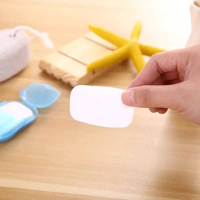 Sapone da viaggio per esterni lavaggio a mano lavaggio a mano fogli profumati puliti 20 pezzi sapone da Boxe monouso Mini sapone di carta portatile