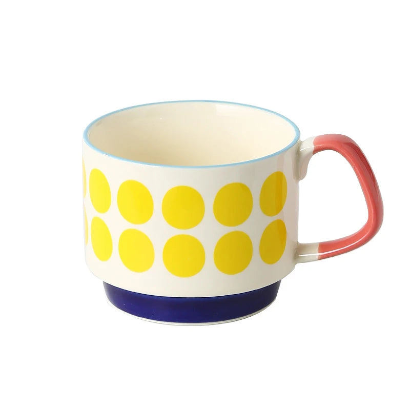 Set di tazze da caffè con fiori giapponesi da 300ml Set di bicchieri da cucina per feste in ceramica retrò con avena al latte per ufficio