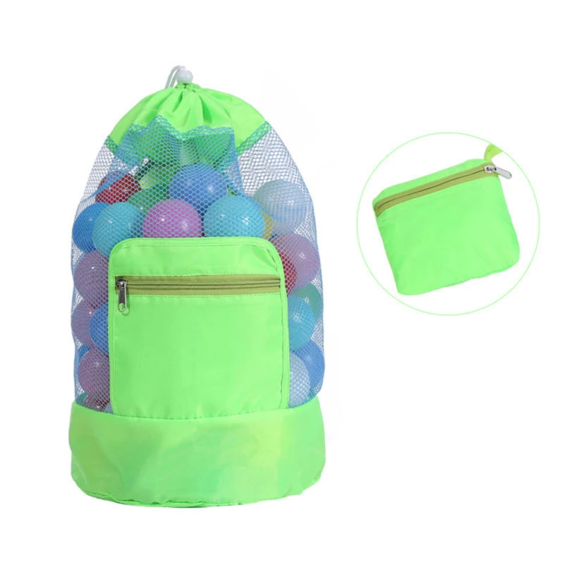 Borsa giocattolo da spiaggia pieghevole borsa portaoggetti da spiaggia borsa a rete borsa da viaggio Organizer per giocattoli articoli vari zaino portaoggetti con coulisse in rete