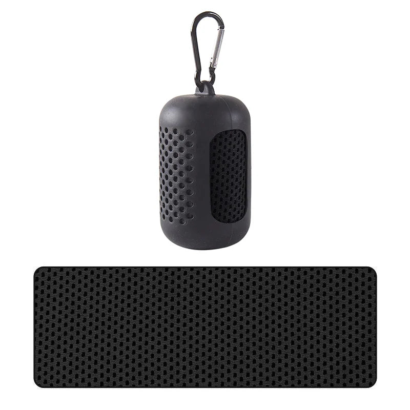 Asciugamano freddo circolare portatile avvolto in silicone Asciugamano rinfrescante Asciugamani in fibra di poliestere ad asciugatura rapida Accessori da spiaggia Sport Fitness