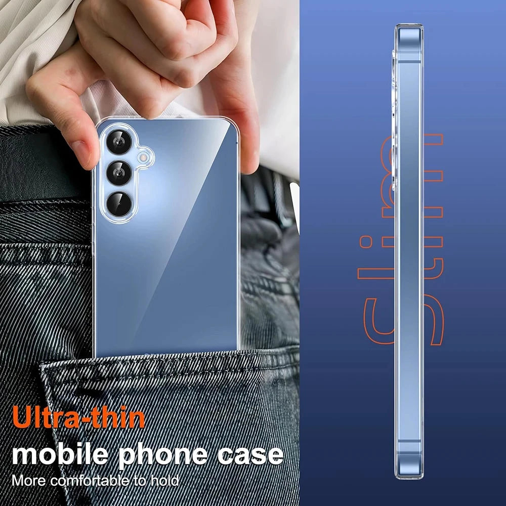 Custodia in silicone trasparente ultra sottile per Samsung Galaxy S24 S23 S22 Ultra S21 FE S20 Plus Nota 20 S30 A14 A24 A34 A54 Cover posteriore morbida
