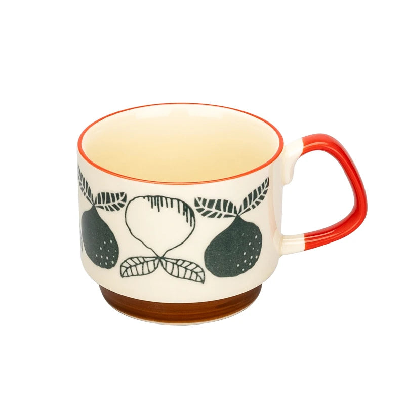Set di tazze da caffè con fiori giapponesi da 300ml Set di bicchieri da cucina per feste in ceramica retrò con avena al latte per ufficio
