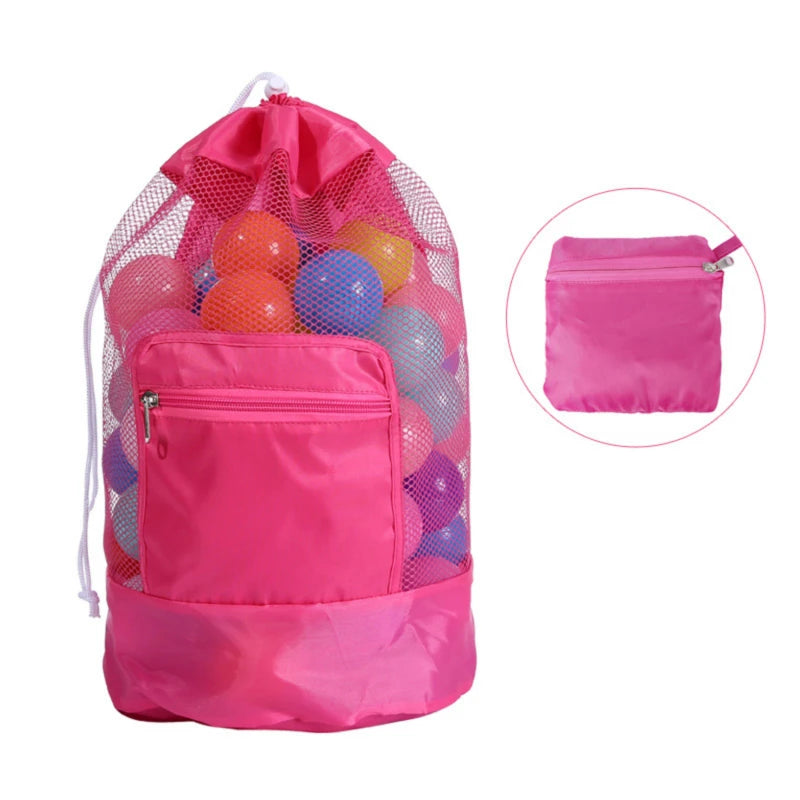 Borsa giocattolo da spiaggia pieghevole borsa portaoggetti da spiaggia borsa a rete borsa da viaggio Organizer per giocattoli articoli vari zaino portaoggetti con coulisse in rete