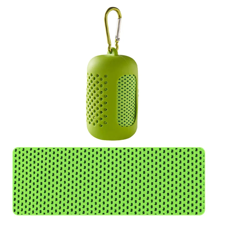 Asciugamano freddo circolare portatile avvolto in silicone Asciugamano rinfrescante Asciugamani in fibra di poliestere ad asciugatura rapida Accessori da spiaggia Sport Fitness