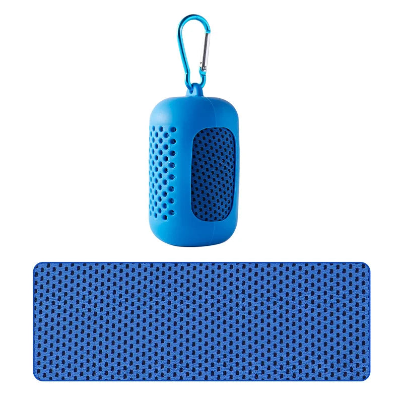 Asciugamano freddo circolare portatile avvolto in silicone Asciugamano rinfrescante Asciugamani in fibra di poliestere ad asciugatura rapida Accessori da spiaggia Sport Fitness
