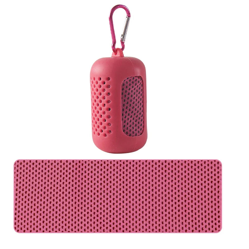 Asciugamano freddo circolare portatile avvolto in silicone Asciugamano rinfrescante Asciugamani in fibra di poliestere ad asciugatura rapida Accessori da spiaggia Sport Fitness