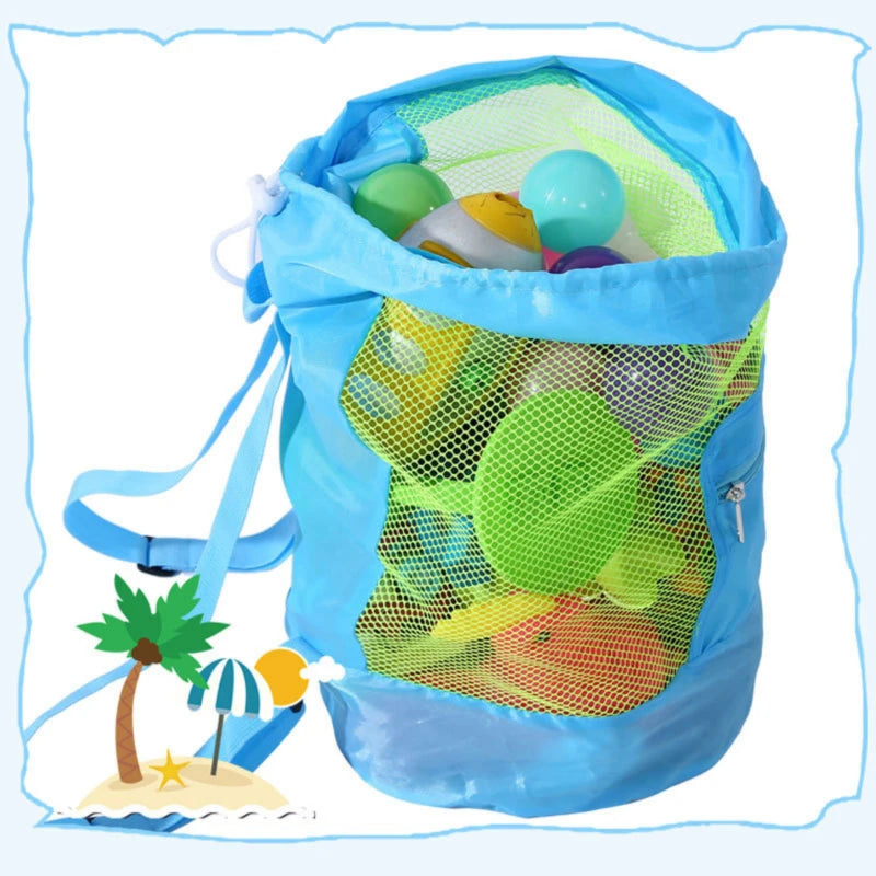 Borsa giocattolo da spiaggia pieghevole borsa portaoggetti da spiaggia borsa a rete borsa da viaggio Organizer per giocattoli articoli vari zaino portaoggetti con coulisse in rete