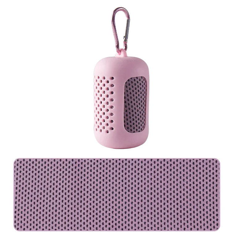 Asciugamano freddo circolare portatile avvolto in silicone Asciugamano rinfrescante Asciugamani in fibra di poliestere ad asciugatura rapida Accessori da spiaggia Sport Fitness