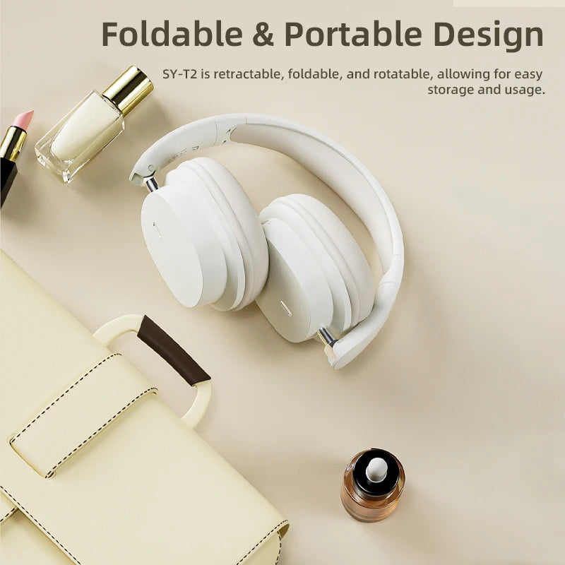 Bluetooth 5.3 Cuffie senza fili di moda HIFI Stereo portatile Over-ear Cuffie da lavoro Auricolari da gioco a bassa latenza con microfono