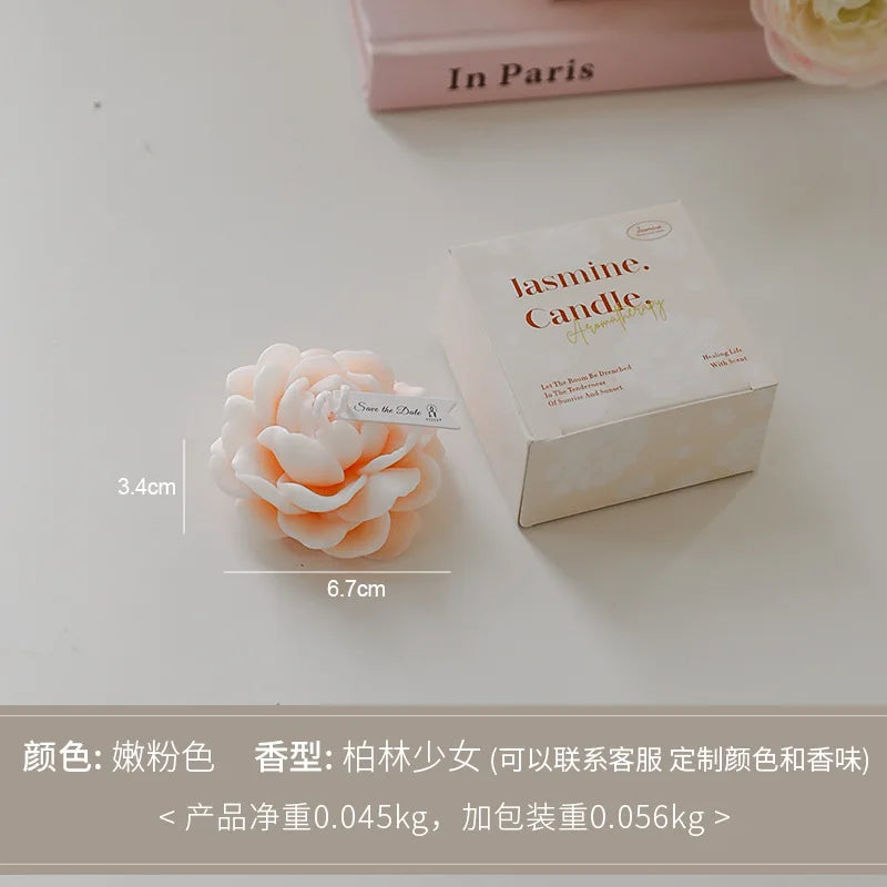Candela di gelsomino fatta a mano Candela profumata Aromaterapia Candele di cera di soia Matrimonio Compleanno Candela Festa Decorazione domestica Puntelli fotografici