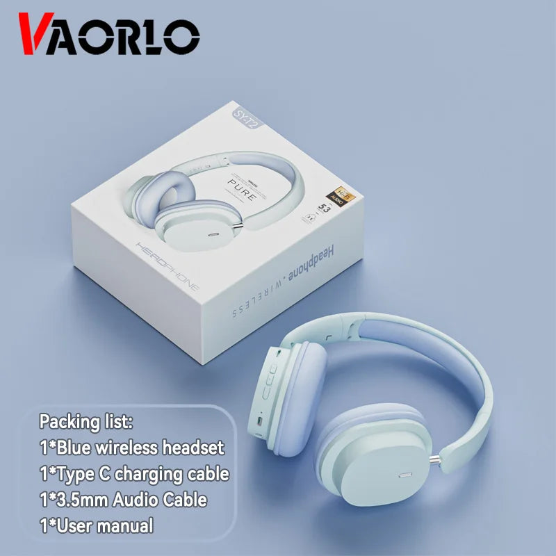 Bluetooth 5.3 Cuffie senza fili di moda HIFI Stereo portatile Over-ear Cuffie da lavoro Auricolari da gioco a bassa latenza con microfono