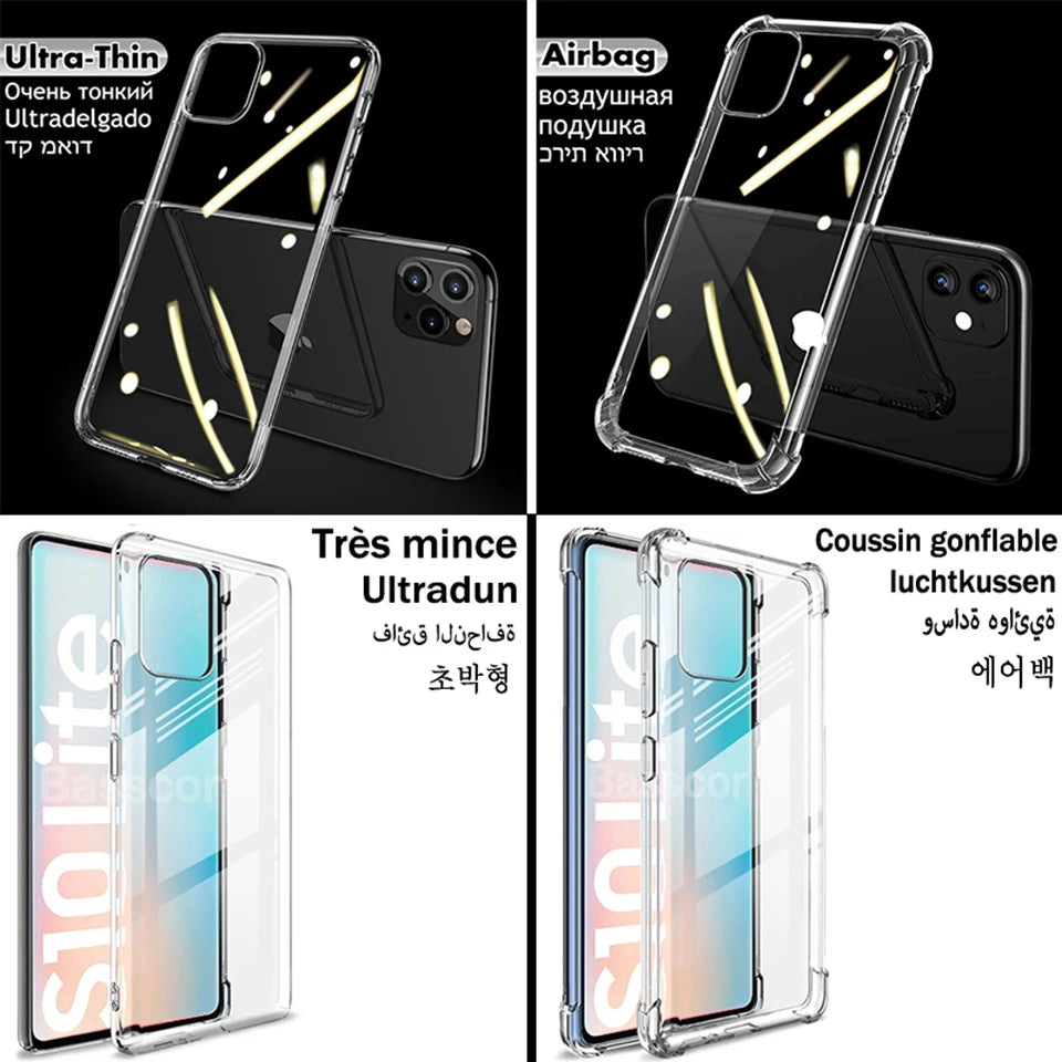 Custodia per telefono trasparente in silicone di lusso per Samsung Galaxy S21 S22 Ultra S20 FE A12 A52s 5g A53 S10 Plus A50 A52 A32 A51 A71 A72 Cover