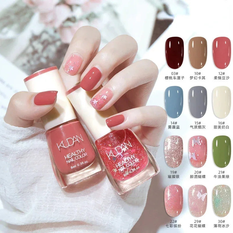 Smalto per unghie senza lampada da forno bianco Fine Glitter Non-Baking Non-peel trasparente lucido olio Base Coat smalto per unghie nudo