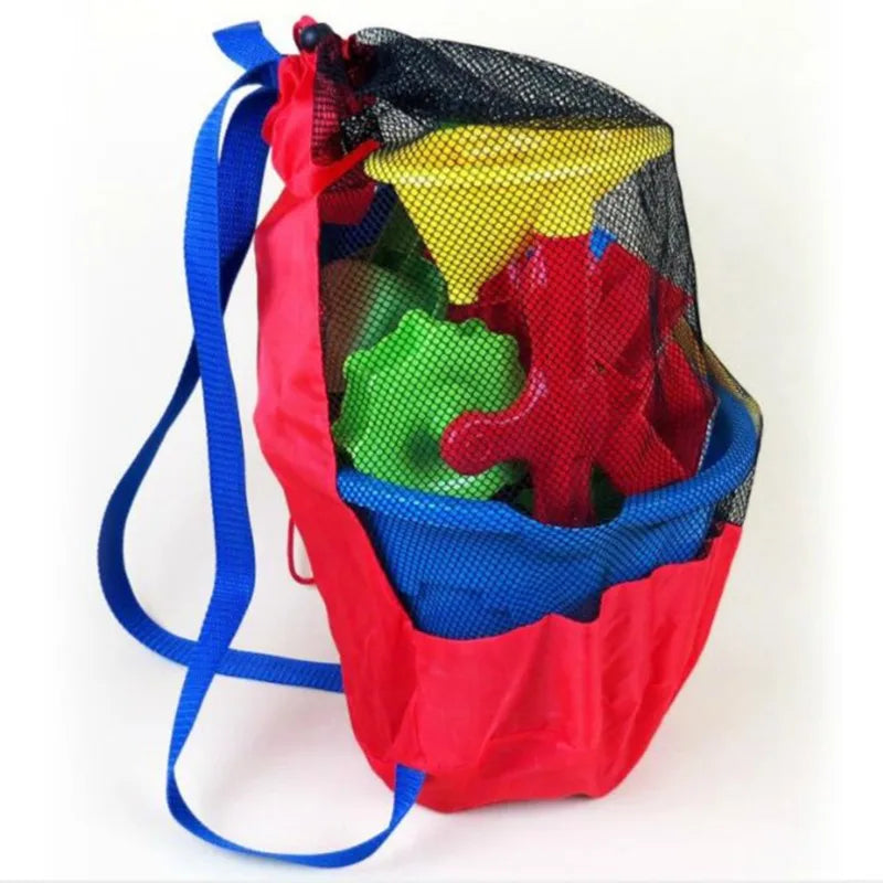 Borsa giocattolo da spiaggia pieghevole borsa portaoggetti da spiaggia borsa a rete borsa da viaggio Organizer per giocattoli articoli vari zaino portaoggetti con coulisse in rete