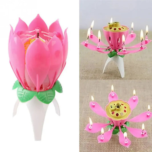 Lotus Flower Festival musica torta di compleanno candele Decorative Music Party singolo strato compleanno musica Lotus Candle #0