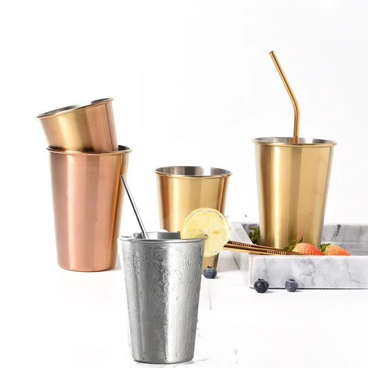 Oro rosa Del Nastro In Metallo Tazza di Vino In Acciaio Inox Birra Tazze di Latte di Caffè Portatile Whisky Bicchieri di Succo di Casa di Campeggio di Viaggio Bere tazza