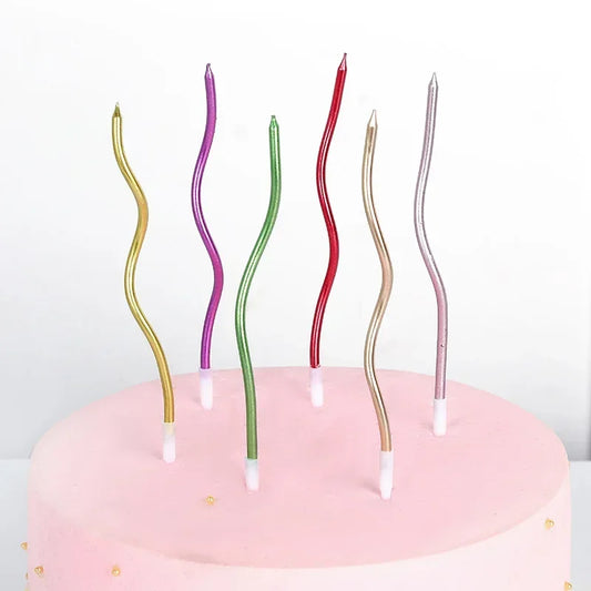 6pcs candele per torte curve compleanno Baby Shower Gender Reveal Cupcake Decorating Candle Toppers forniture Decorative per feste di matrimonio