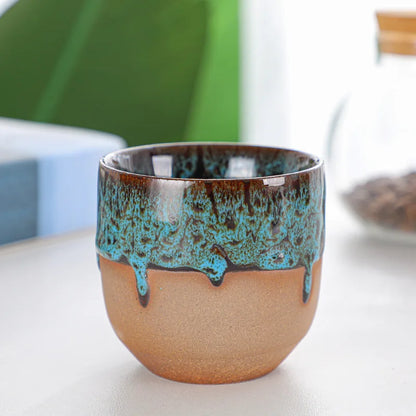 Tazza creativa retrò in argilla grossolana Tazza da caffè con trasmutazione del forno in ceramica retrò da 150 ml