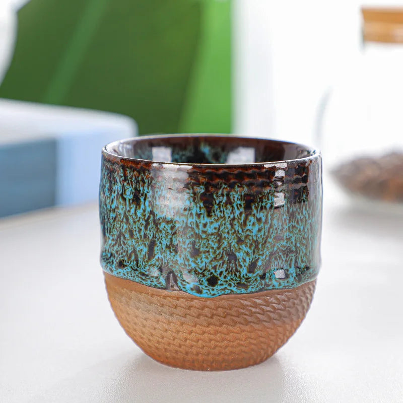 Tazza creativa retrò in argilla grossolana Tazza da caffè con trasmutazione del forno in ceramica retrò da 150 ml
