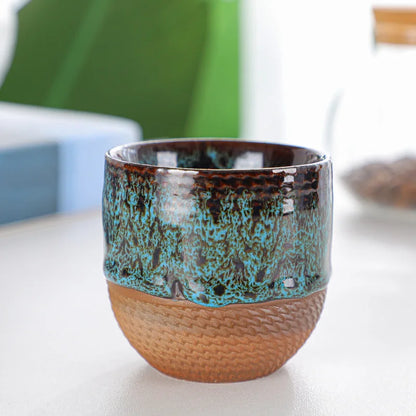 Tazza creativa retrò in argilla grossolana Tazza da caffè con trasmutazione del forno in ceramica retrò da 150 ml