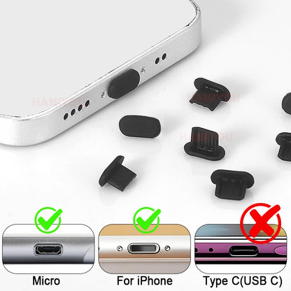 Tappo di polvere in silicone/porta di ricarica del telefono/Adatto per iPad Air/iPhone 14 Plus 13 12 Mini 11 Pro Max XR/  Adatto per spine morbide della porta micro USB
