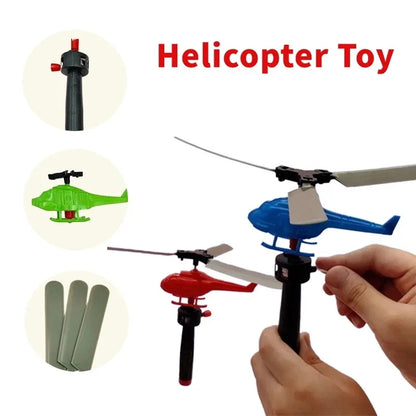 Divertenti giocattoli volanti con coulisse piccolo aereo gioco all'aperto linea di trazione elicottero mosca disegnare corda decollo giocattolo interattivo regalo per bambini