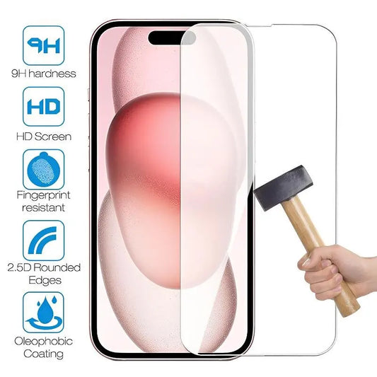 Vetro temperato con durezza 9H per Apple iPhone 15 14 Plus 13 12 11 Pro Max Protezione schermo per iPhone X XR XS Max Pellicola protettiva