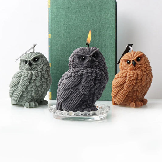 Gufo 3D Candela profumata Pianta Cera di soia Simpatico cartone animato Animale Gufo Fragranza Regalo Decorazione di compleanno per la casa