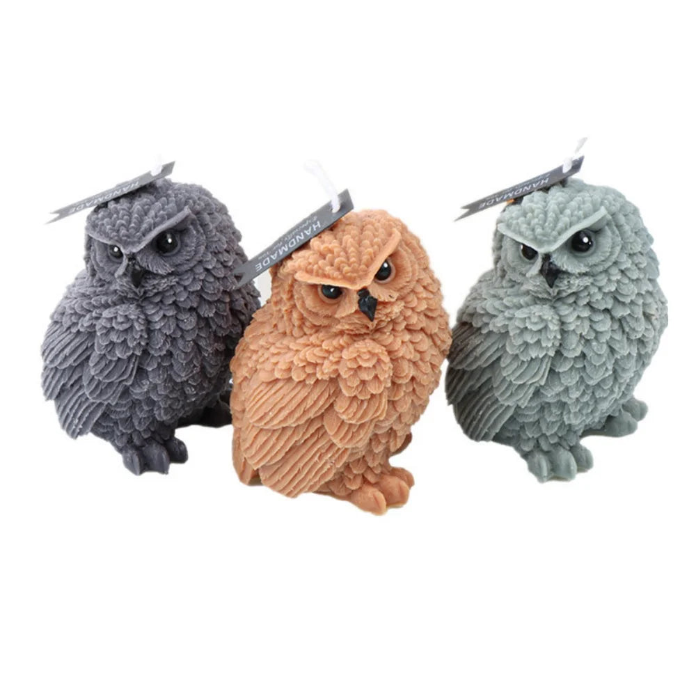 Gufo 3D Candela profumata Pianta Cera di soia Simpatico cartone animato Animale Gufo Fragranza Regalo Decorazione di compleanno per la casa