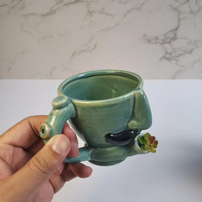 Tazze da caffè in ceramica blu La tazza da barba in ceramica ha una tazza di baffi a forma di pecora