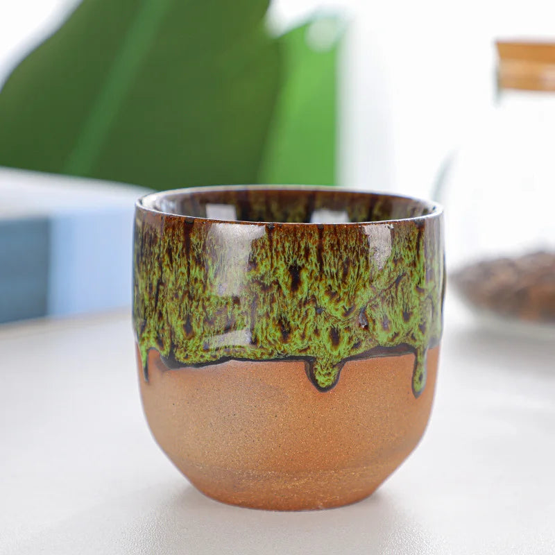 Tazza creativa retrò in argilla grossolana Tazza da caffè con trasmutazione del forno in ceramica retrò da 150 ml
