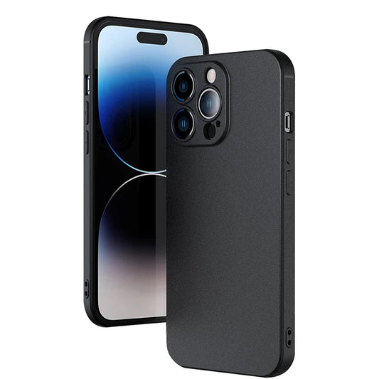 Custodia opaca ultra sottile di lusso per iPhone 14 13 12 Mini 11 Pro XS Max X XR SE 2 3 7 8 6 Plus Cover posteriore morbida in silicone nero solido