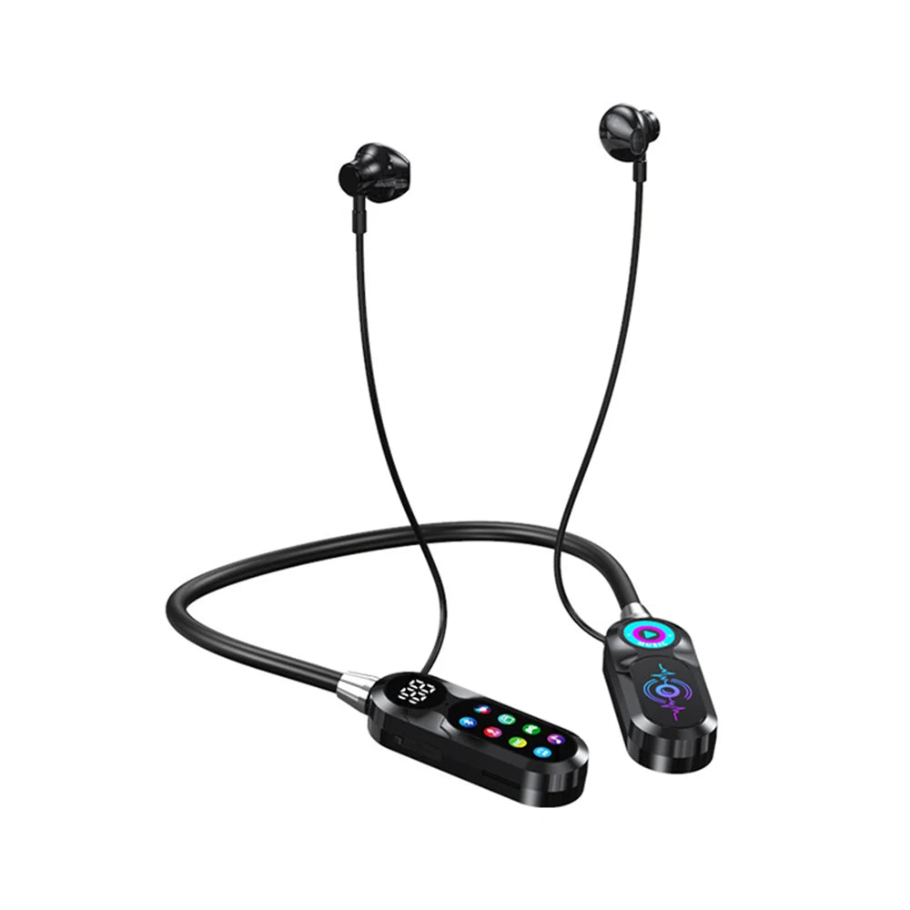 Auricolari 5.4 con archetto da collo wireless con schermo a colori da 8 GB con microfono magneticoSports Riduzione del rumore Cuffie sportive per streaming live