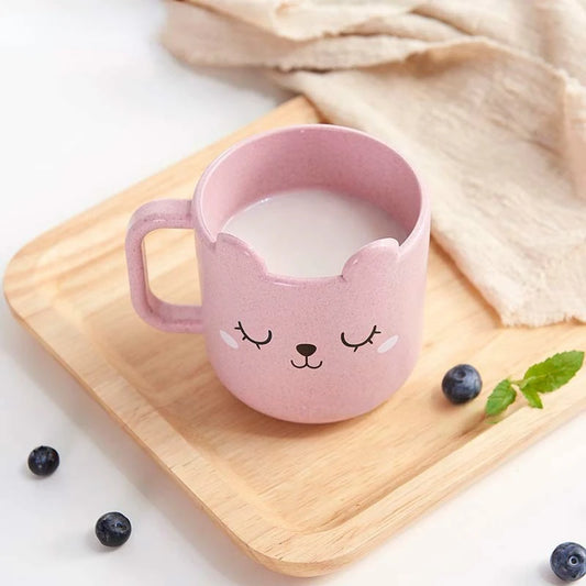 Tazza carina modello gatto manico tazza latte caffè paglia di grano tazza d'acqua in plastica viaggio tazza divertente bambini bambini regalo festa di Natale