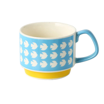 Set di tazze da caffè con fiori giapponesi da 300ml Set di bicchieri da cucina per feste in ceramica retrò con avena al latte per ufficio