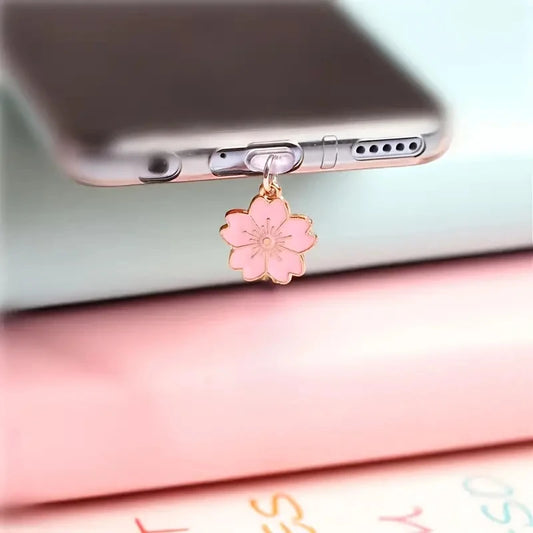 Tappo antipolvere per telefono Sakura Design Adatto per iPhone per Samsung Interfaccia di tipo C Decorazione per telefono Accessori per telefono con gancio