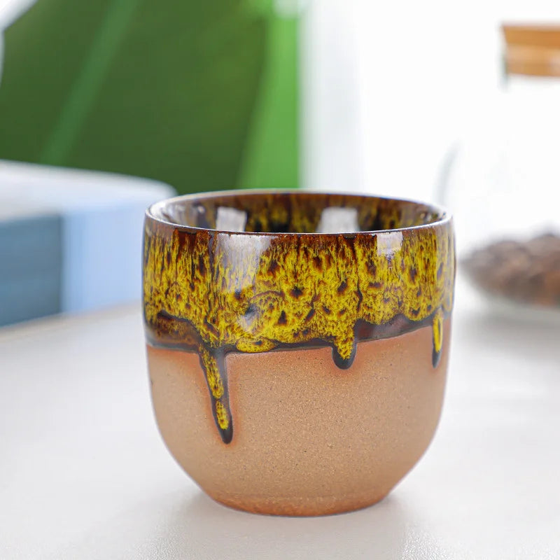 Tazza creativa retrò in argilla grossolana Tazza da caffè con trasmutazione del forno in ceramica retrò da 150 ml